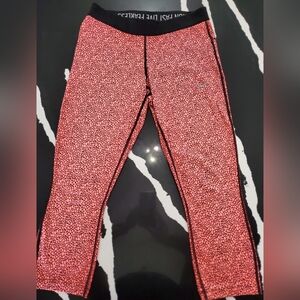 Nike Coral Pink Patterned Running Crop Leggings Sz.Medium Dri Fit